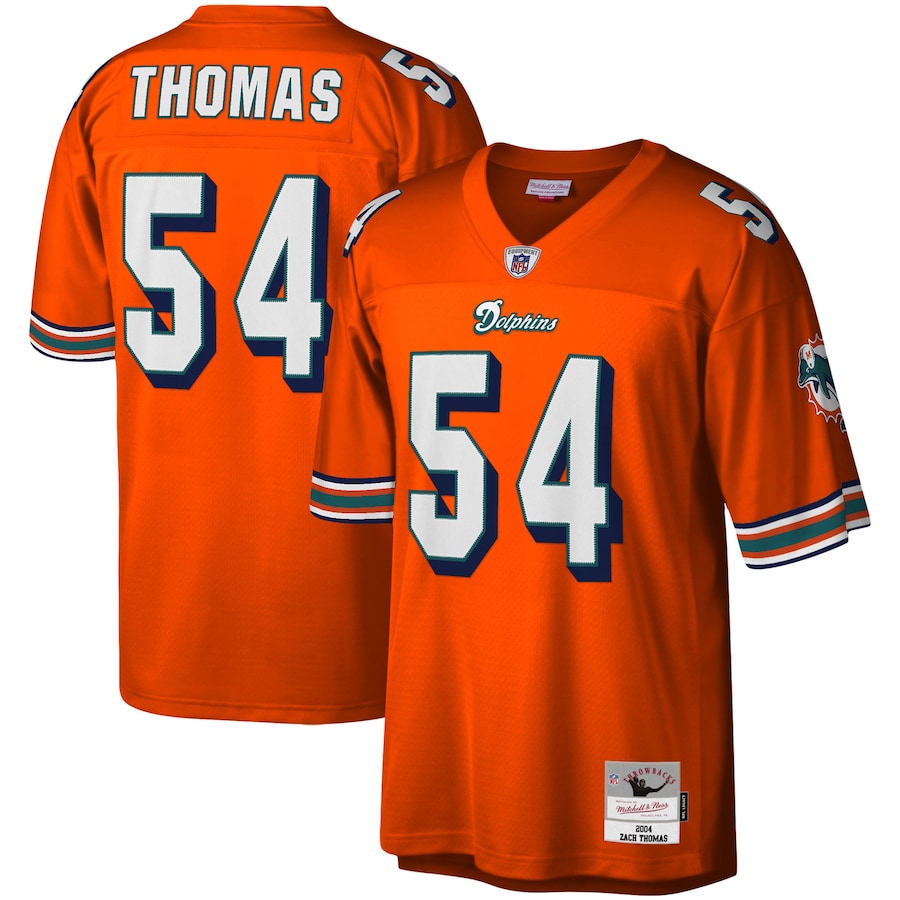Men’s Miami Dolphins Zach Thomas Mitchell & Ness Orange 2004 Legacy Replica Jersey