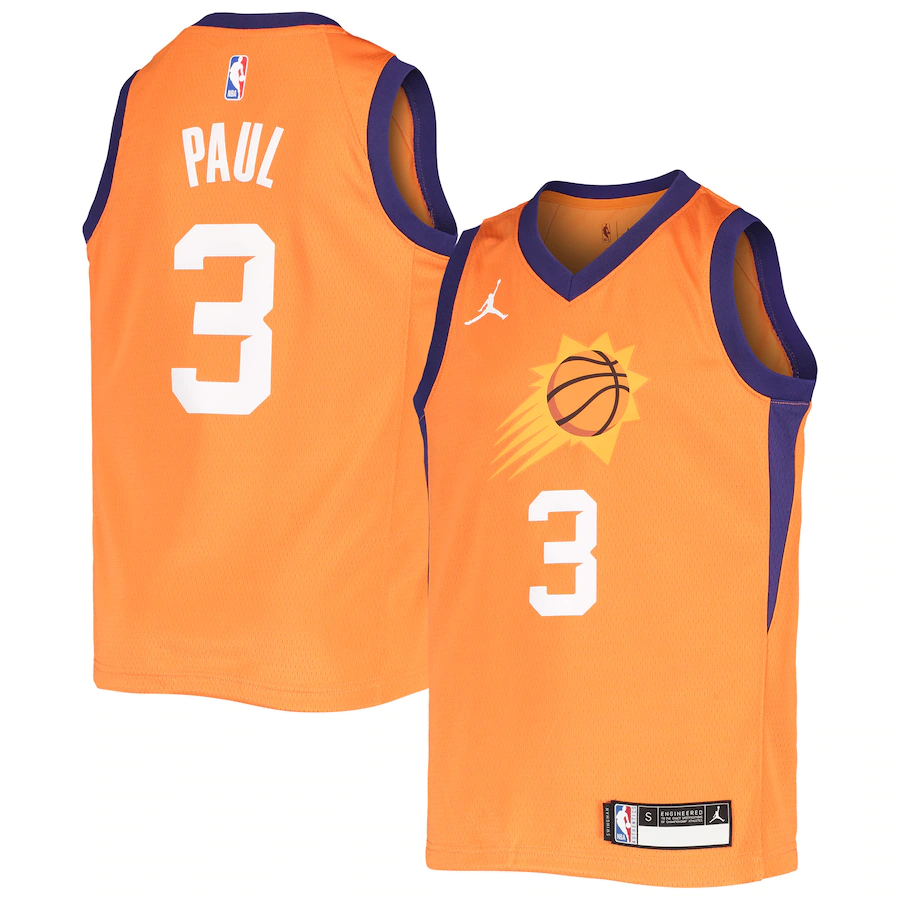 Men's Phoenix Suns 3 Chris Paul Jordan Brand Orange Player Jersey - Statement Edition