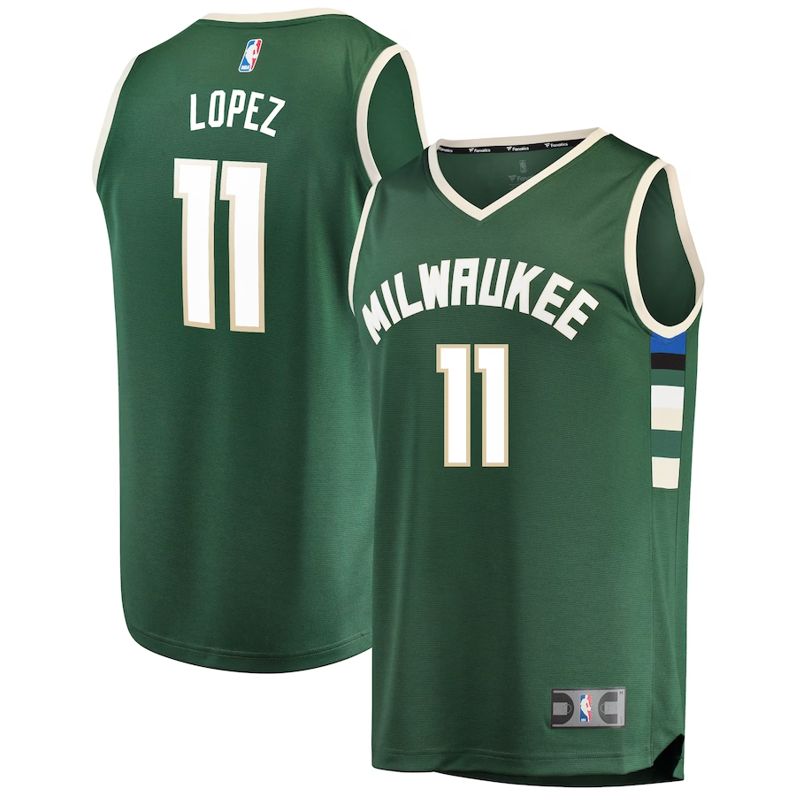Men's Milwaukee Bucks Brook Lopez Green Fast Break Replica Player Jersey - Icon Edition