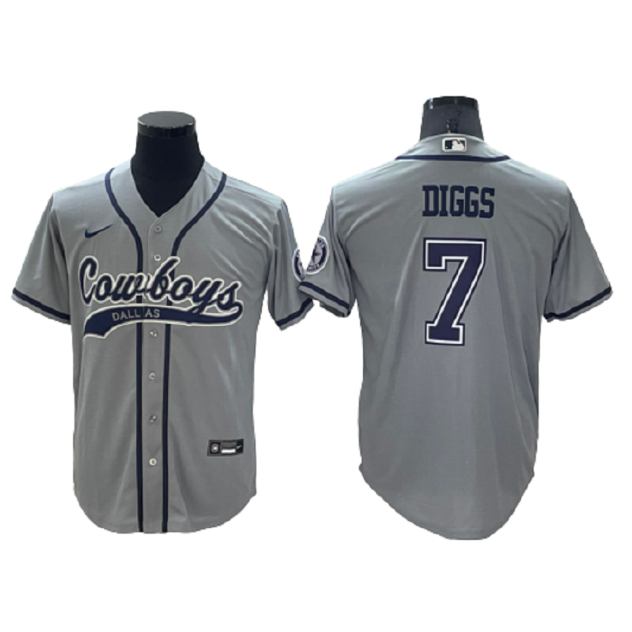 Men's Dallas Cowboys 7 Trevon Diggs Gray Cool Base Stitched Baseball Jersey