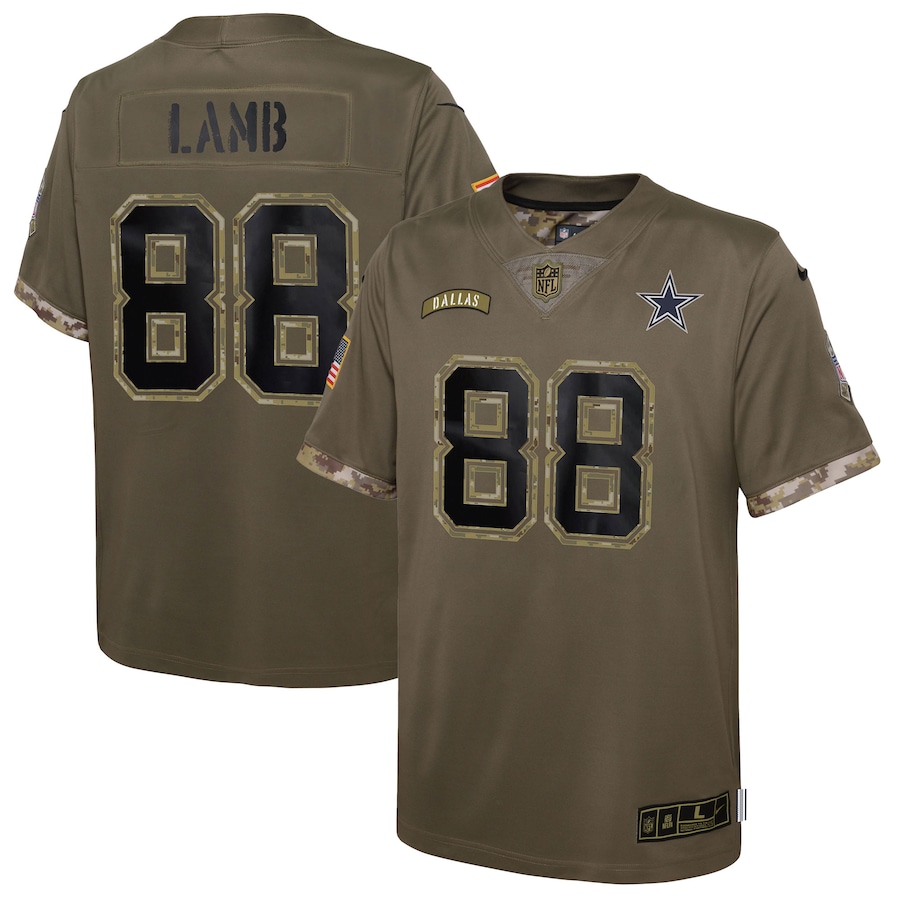 Youth Dallas Cowboys CeeDee Lamb Nike Olive 2022 Salute To Service Player Limited Jersey