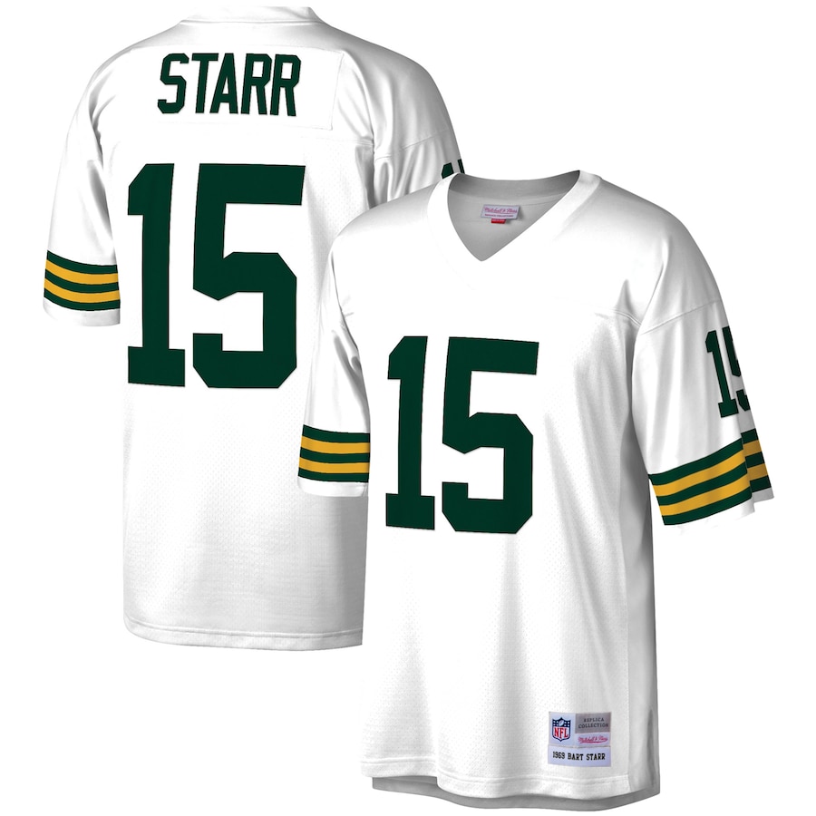 Men’s Green Bay Packers Bart Starr Mitchell & Ness White 1969 Legacy Replica Jersey