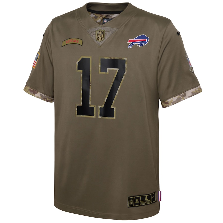Youth Buffalo Bills Josh Allen Nike Olive 2022 Salute To Service Player Limited Jersey