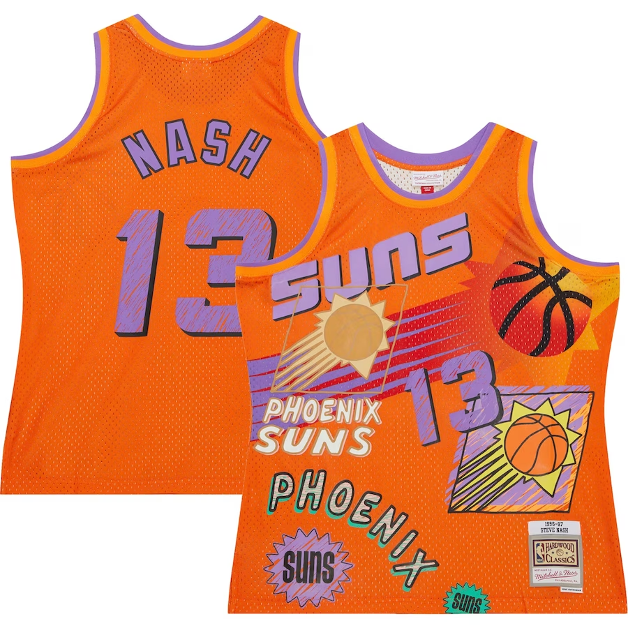 Men's Phoenix Suns Steve Nash Orange 1996/97 Swingman Sidewalk Sketch Jersey