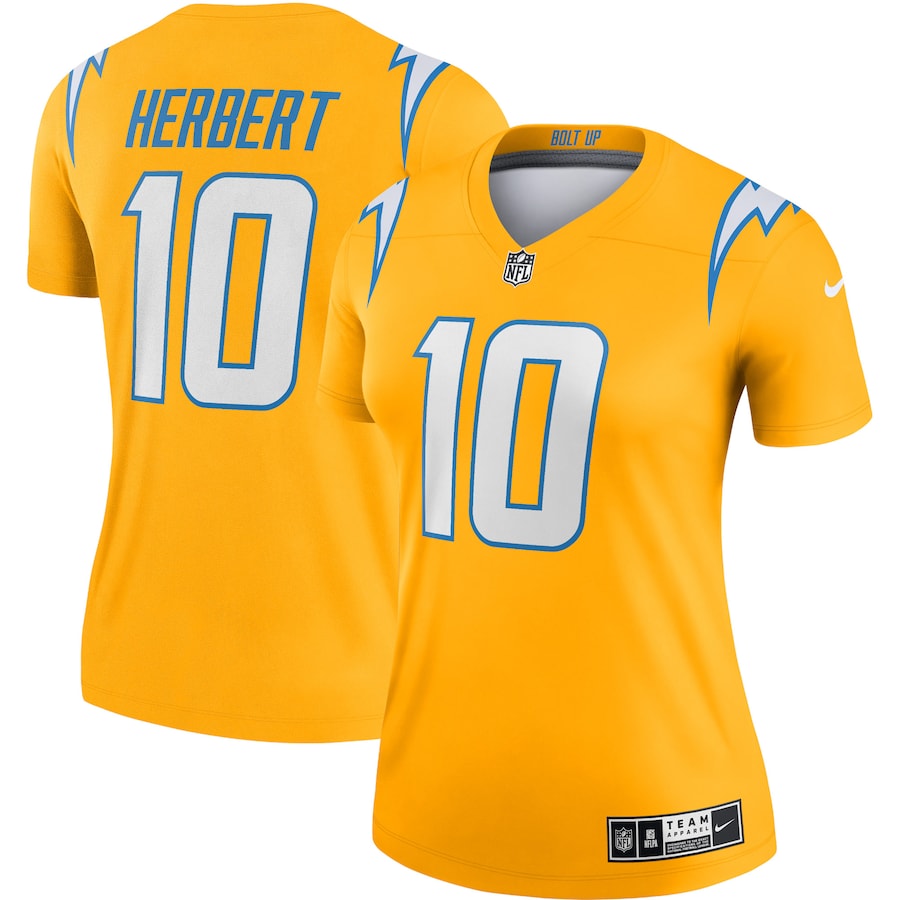 Women’s Los Angeles Chargers Justin Herbert Nike Gold Inverted Legend Jersey