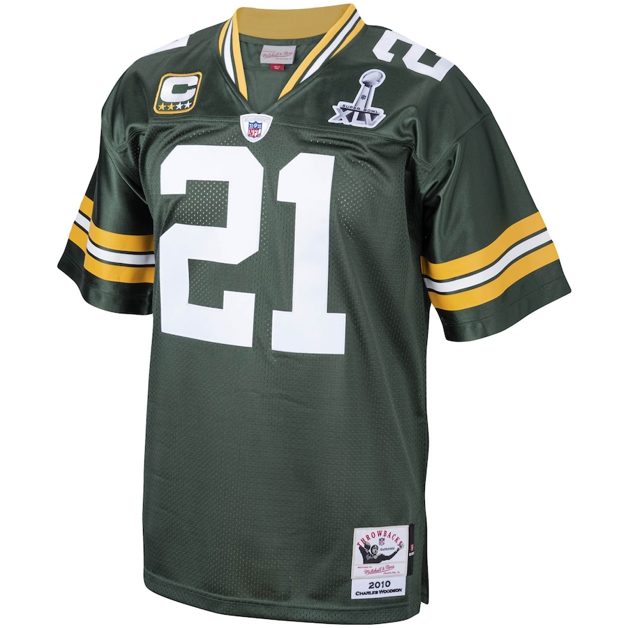 Men’s Green Bay Packers Charles Woodson Mitchell & Ness Green 2010 Authentic Throwback Retired Player Jersey