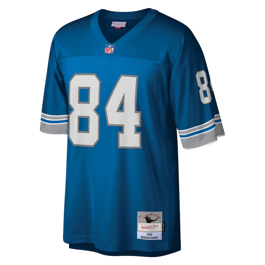 Men’s Detroit Lions Herman Moore Mitchell & Ness Blue Retired Player Legacy Replica Jersey