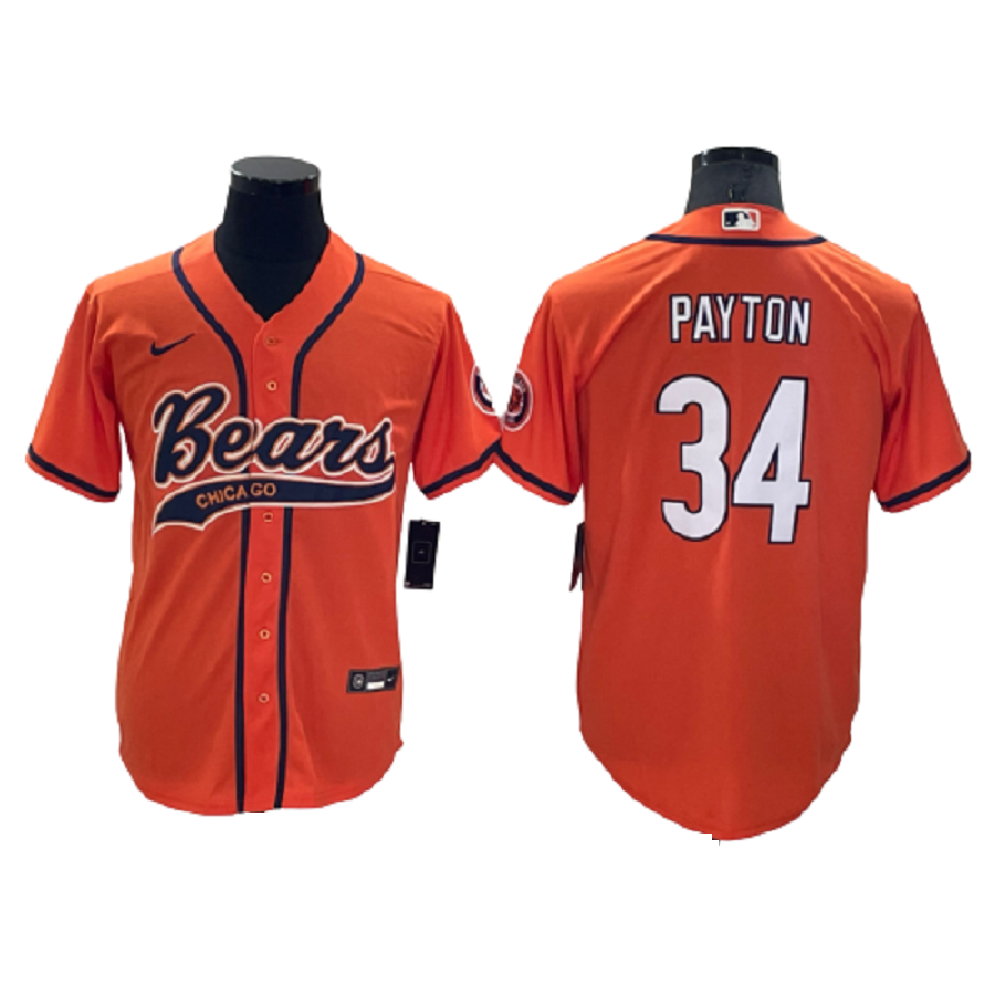 Men's Chicago Bears 34 Walter Payton Orange Cool Base Stitched Baseball Jersey