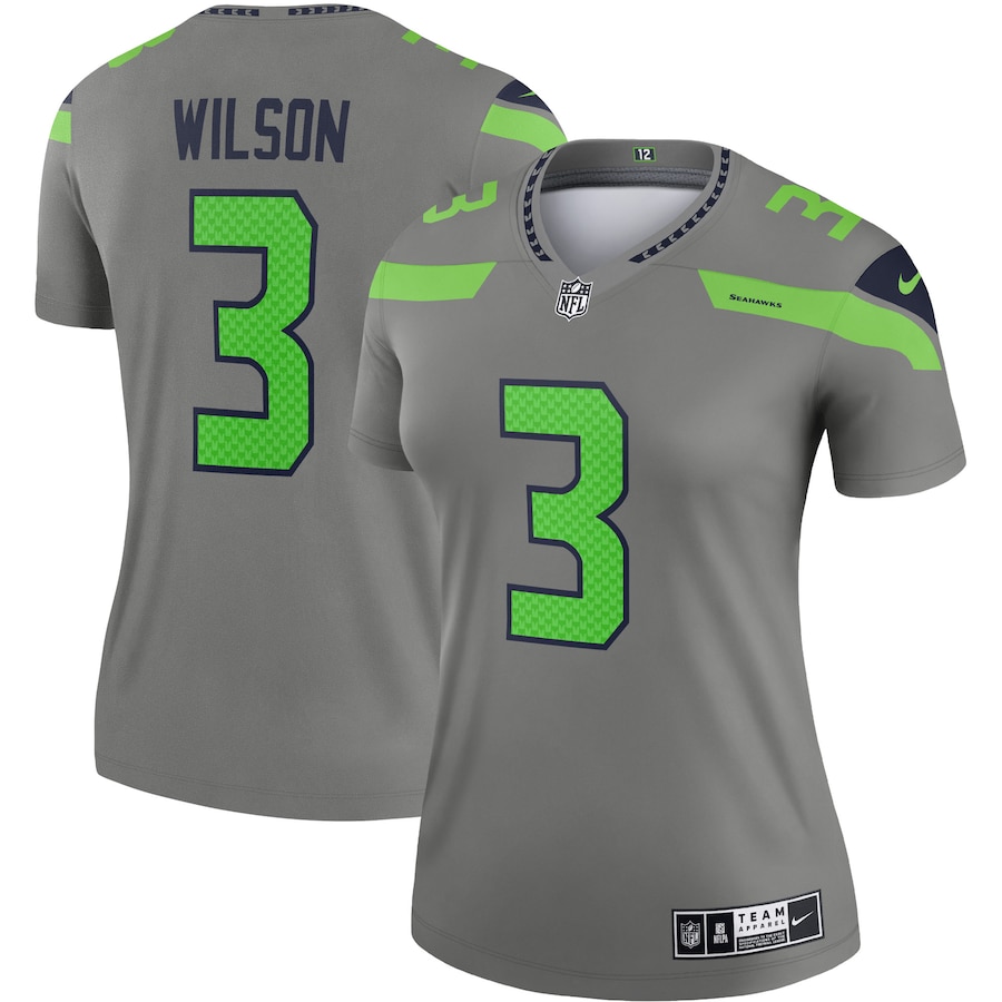 Women’s Seattle Seahawks Russell Wilson Nike Gray Inverted Legend Jersey
