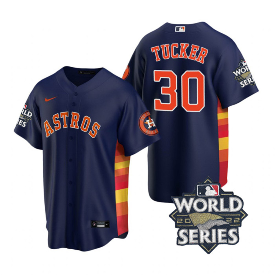 Men's Houston Astros Kyle Tucker 2022 World Series Navy Alternate Stitched Jersey