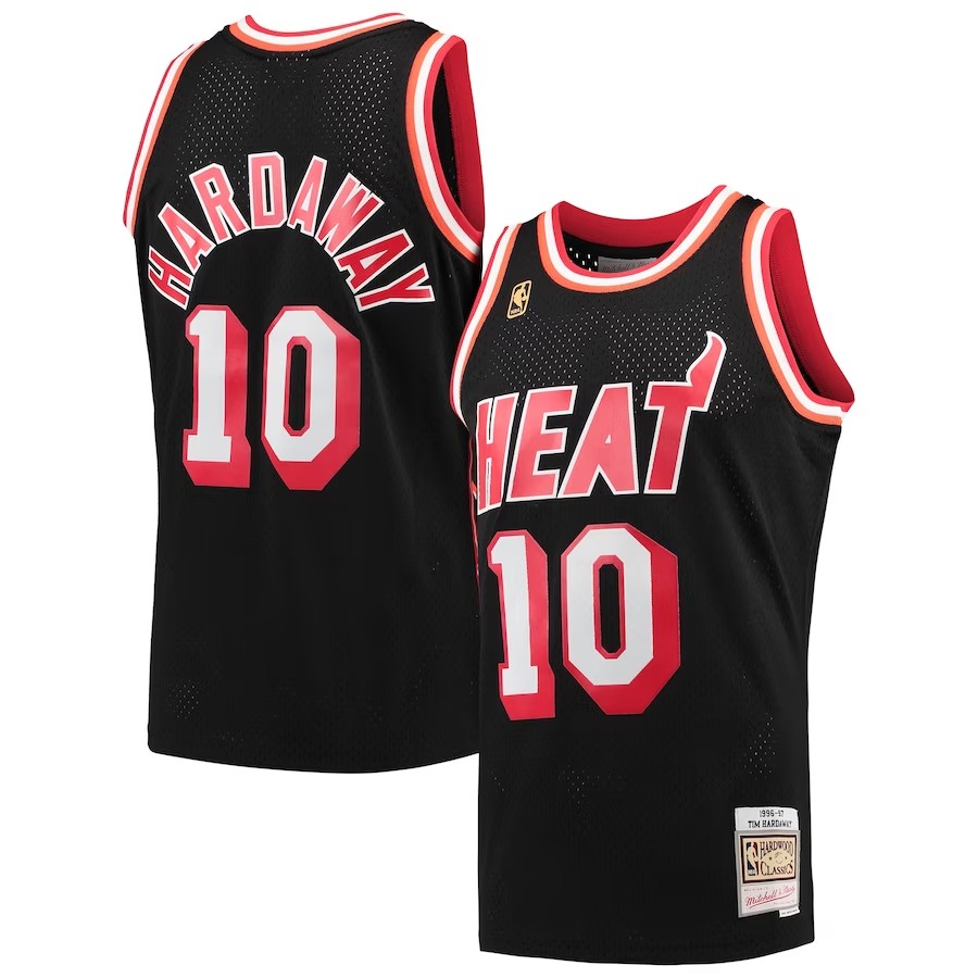Men's Miami Heat Tim Hardaway Mitchell & Ness Black Hardwood Classics 1996-97 Swingman Jersey