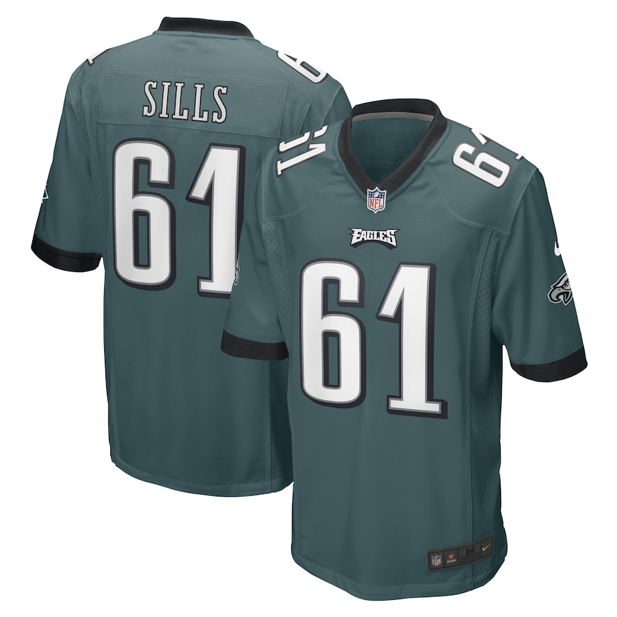 Men’s Philadelphia Eagles Josh Sills Nike Midnight Green Game Player Jersey