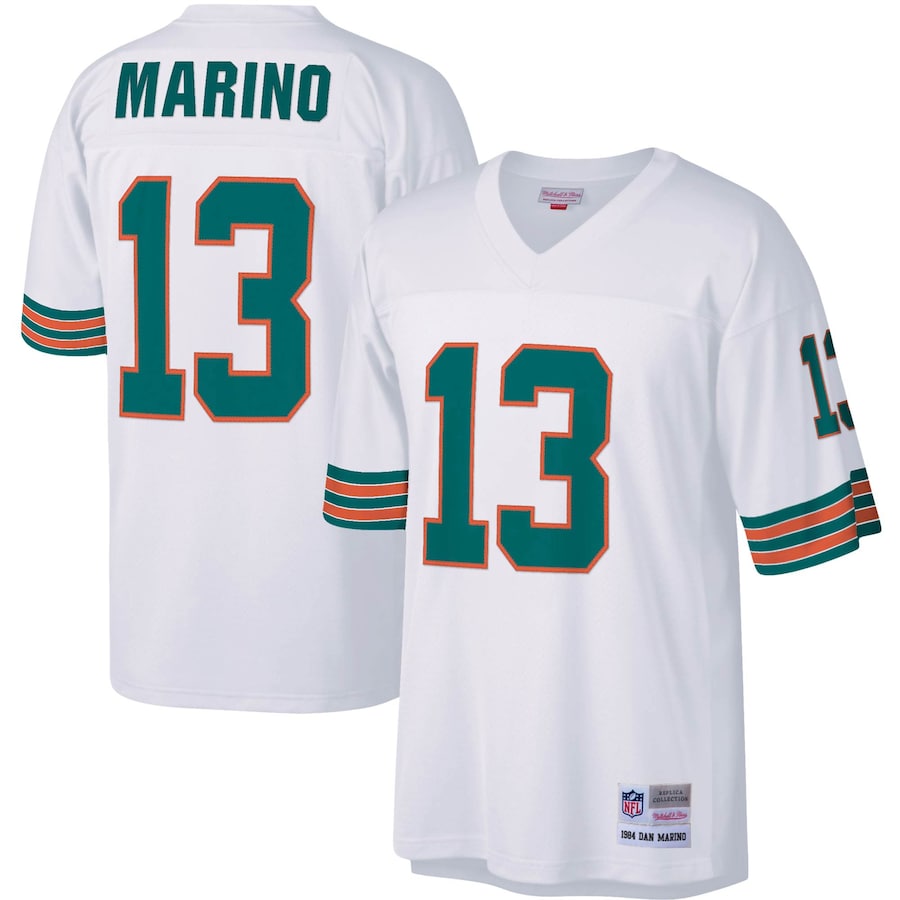 Men’s Miami Dolphins Dan Marino Mitchell & Ness White Big & Tall 1984 Retired Player Replica Jersey