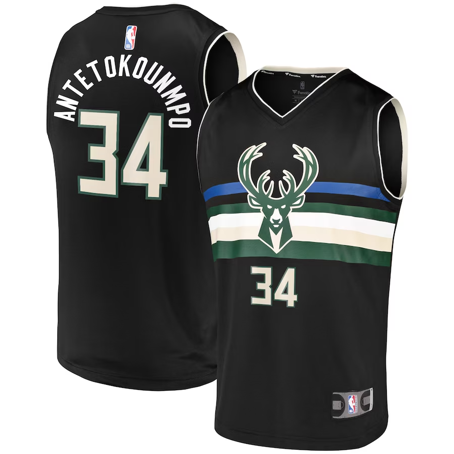 Men's Milwaukee Bucks Giannis Antetokounmpo Black Fast Break Team Replica Jersey - Statement Edition