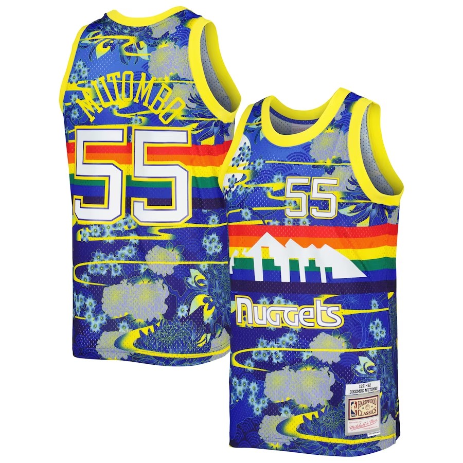 Men's Denver Nuggets Dikembe Mutombo Mitchell & Ness Blue Hardwood Classics Lunar New Year Swingman Jersey