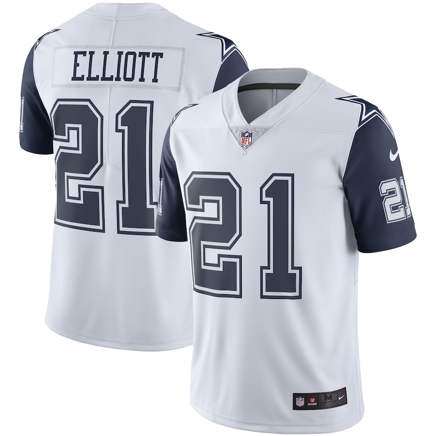 Men’s Dallas Cowboys Ezekiel Elliott White Nike Color Rush Vapor Limited Jersey