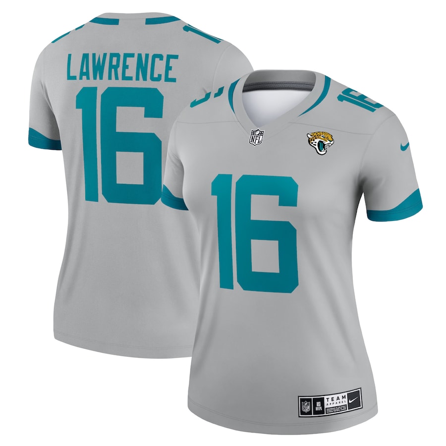 Women’s Jacksonville Jaguars Trevor Lawrence Nike Silver Inverted Legend Jersey