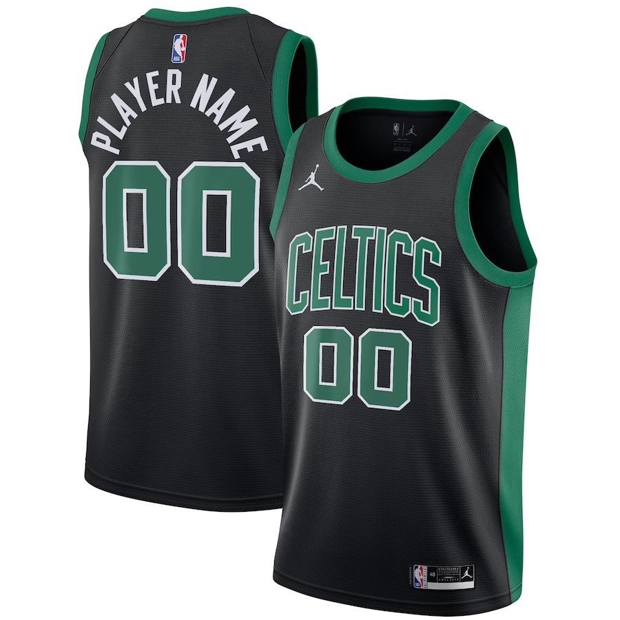 Men's Boston Celtics Jordan Brand Black Swingman Custom Jersey - Statement Edition