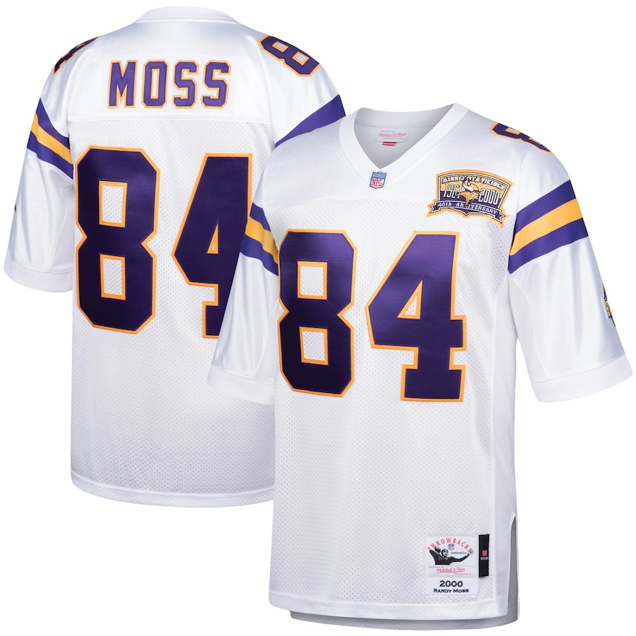 Men’s Minnesota Vikings Randy Moss Mitchell & Ness White 2000 Authentic Throwback Retired Player Jersey