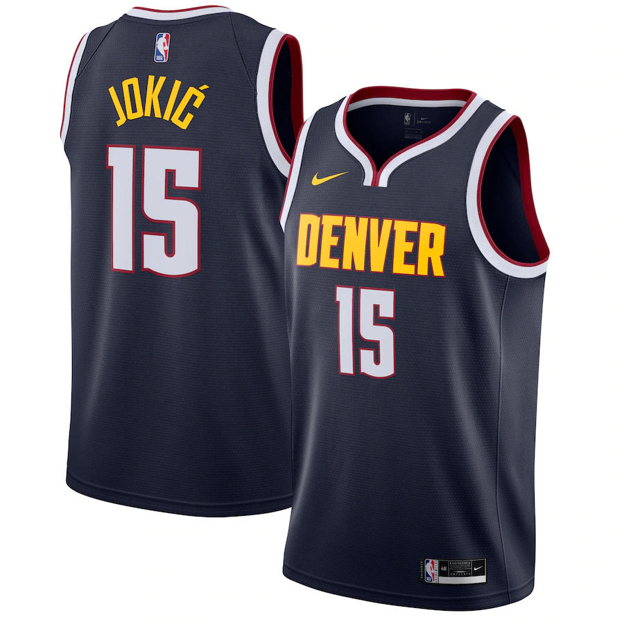 Men's Denver Nuggets 15 Nikola Jokic Navy Swingman Jersey - Icon Edition