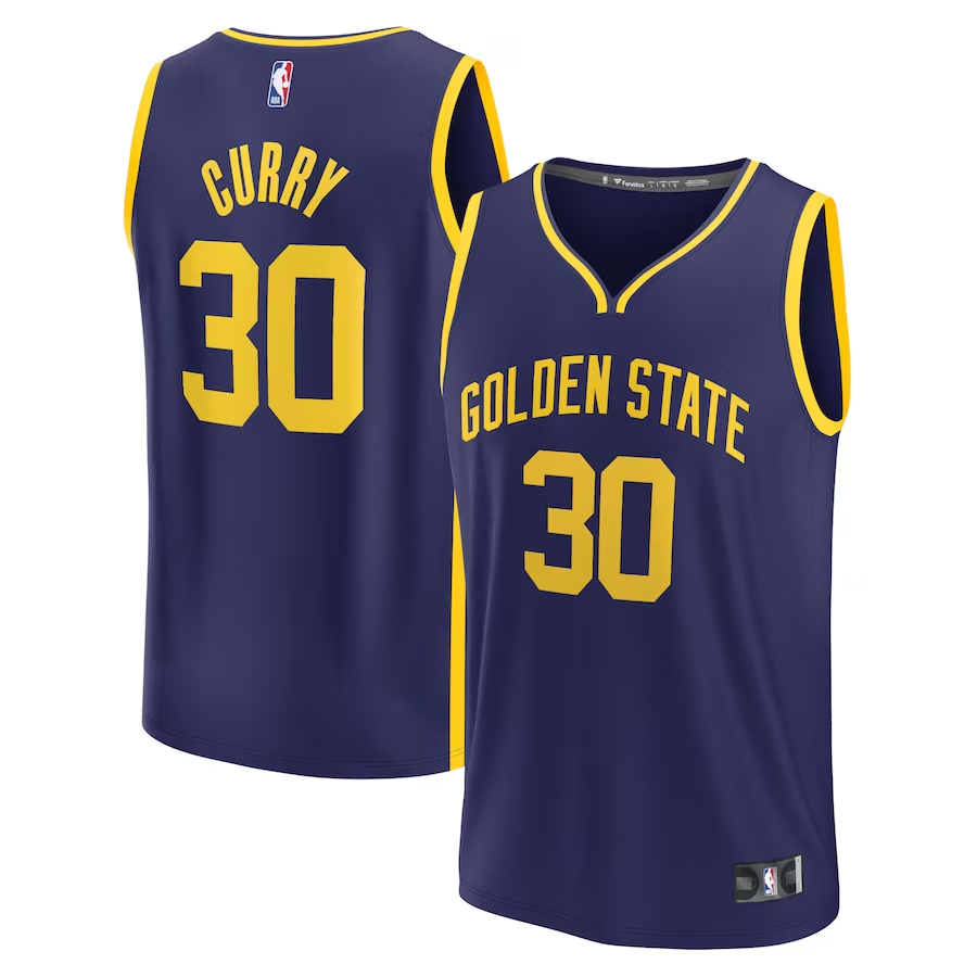 Men's Golden State Warriors Stephen Curry Navy Fast Break Replica Player Jersey - Statement Edition