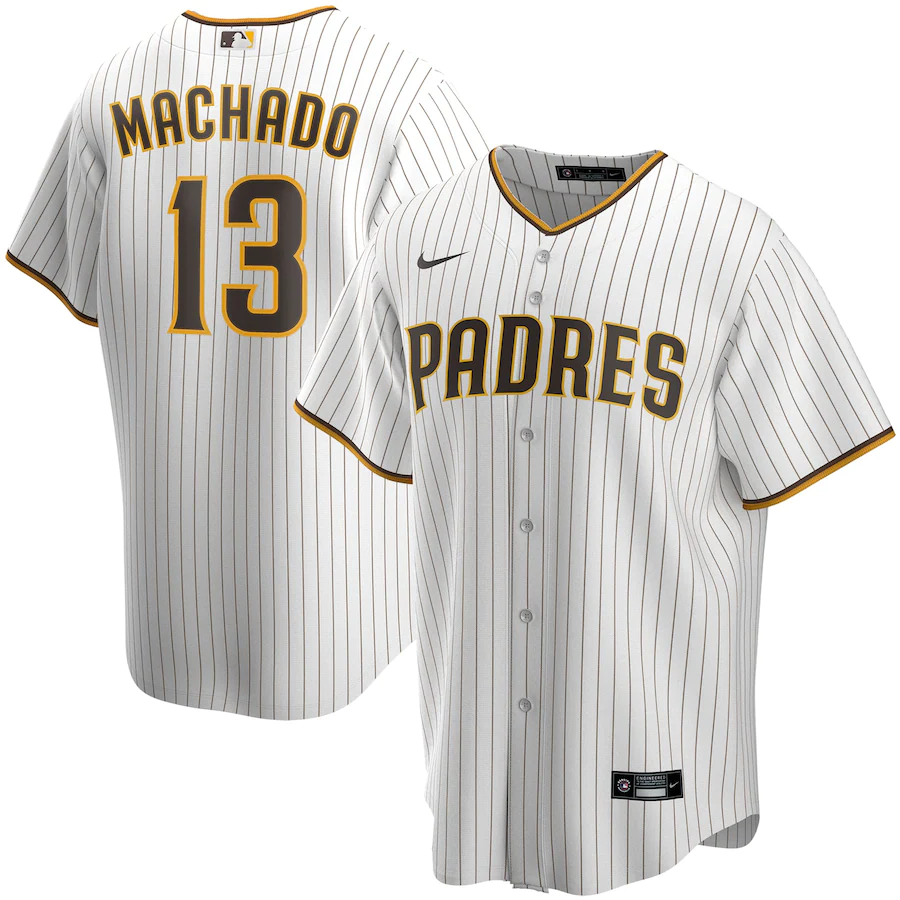 Men's San Diego Padres 13 Manny Machado White Home Replica Player Jersey