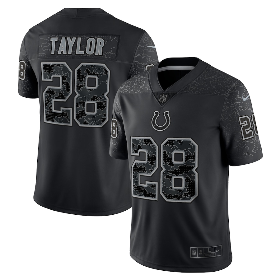 Men’s Indianapolis Colts Jonathan Taylor Nike Black RFLCTV Limited Jersey