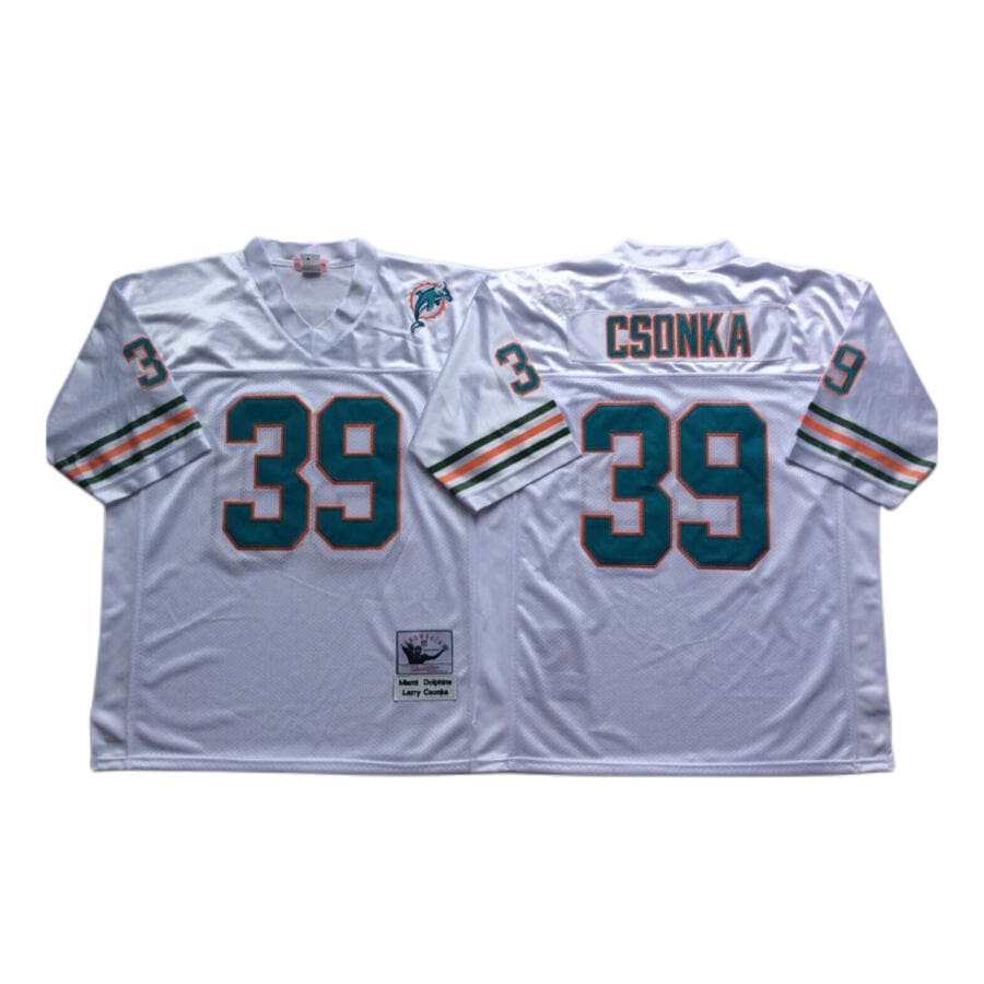 Men's Miami Dolphins Larry Csonka Mitchell & Ness White Throwback Jersey