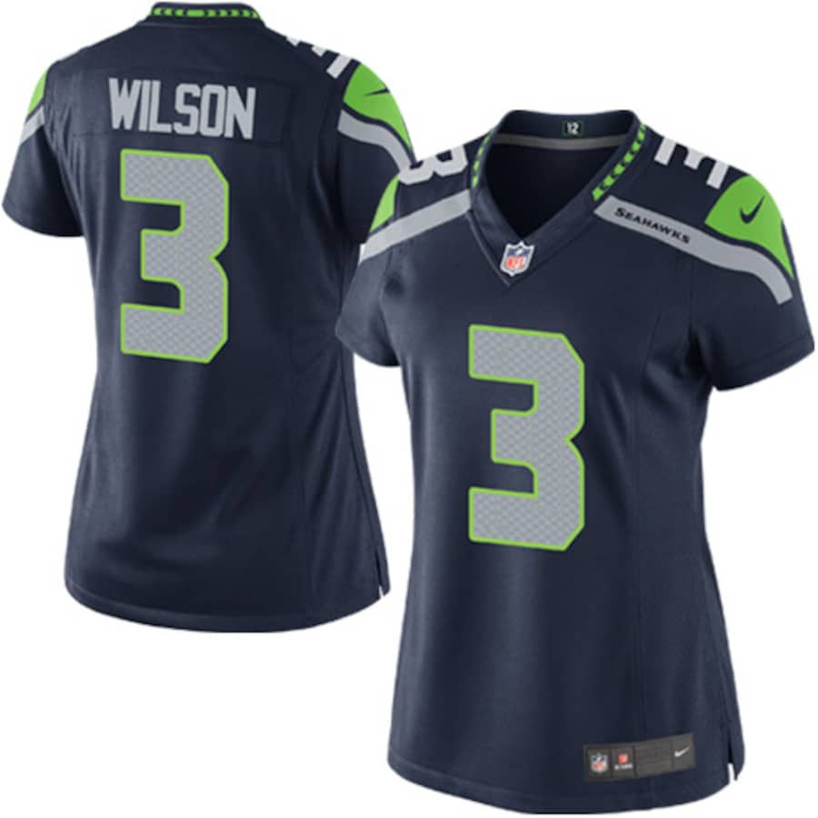 Women’s Seattle Seahawks Russell Wilson Nike College Navy Game Player Jersey