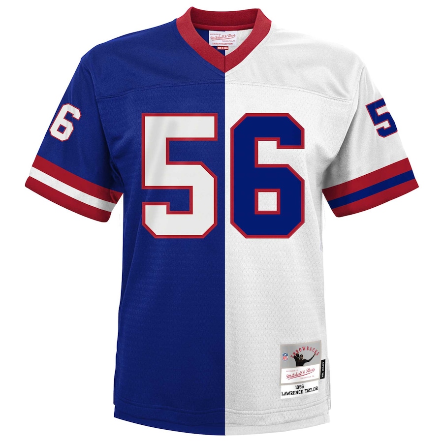 Men's New York Giants Lawrence Taylor Mitchell & Ness Royal/White 1986 Split Legacy Replica Jersey