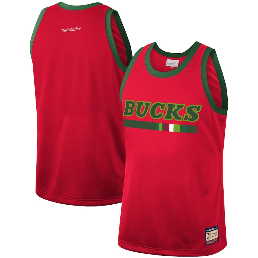Men's Milwaukee Bucks Red Hardwood Classics Team Heritage Fashion Jersey