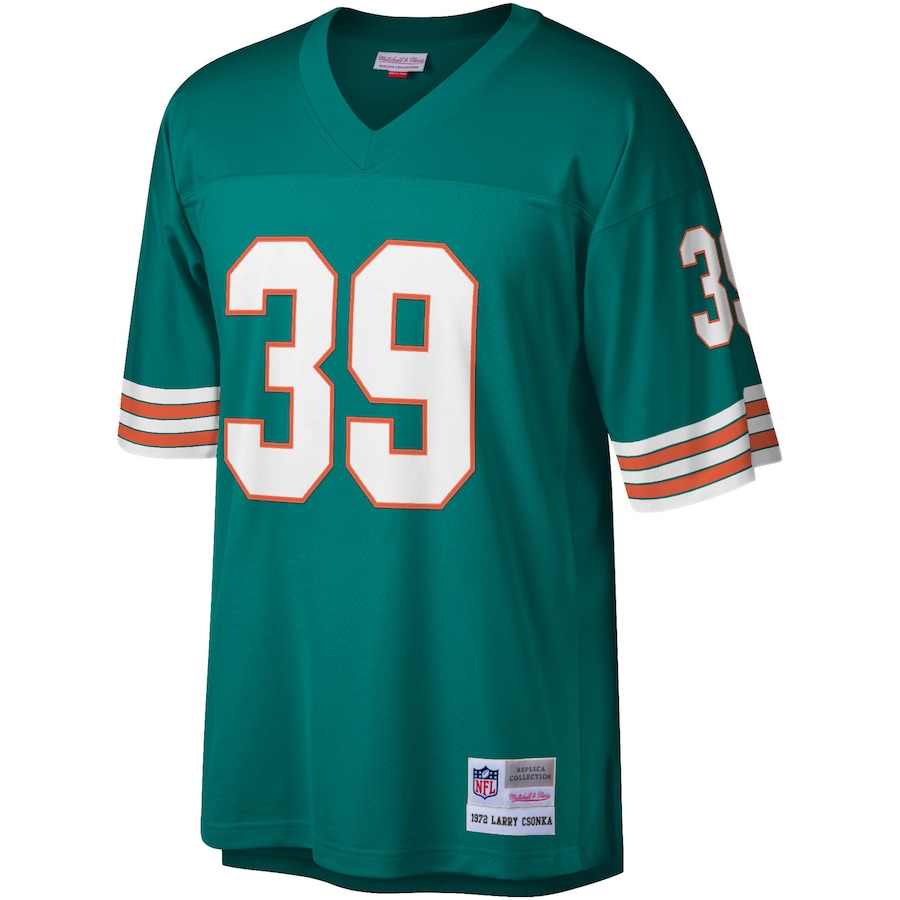 Men’s Miami Dolphins Larry Csonka Mitchell & Ness Aqua 1972 Legacy Replica Jersey