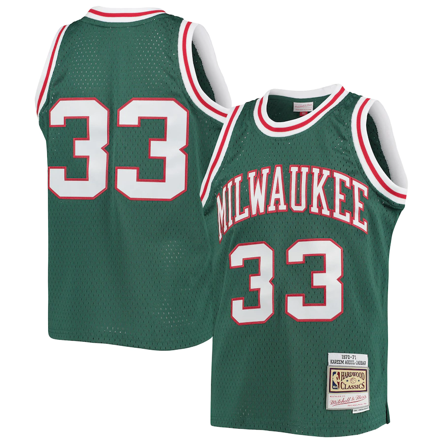 Youth Milwaukee Bucks Kareem Abdul-Jabbar Green 1970-71 Hardwood Classics Swingman Jersey