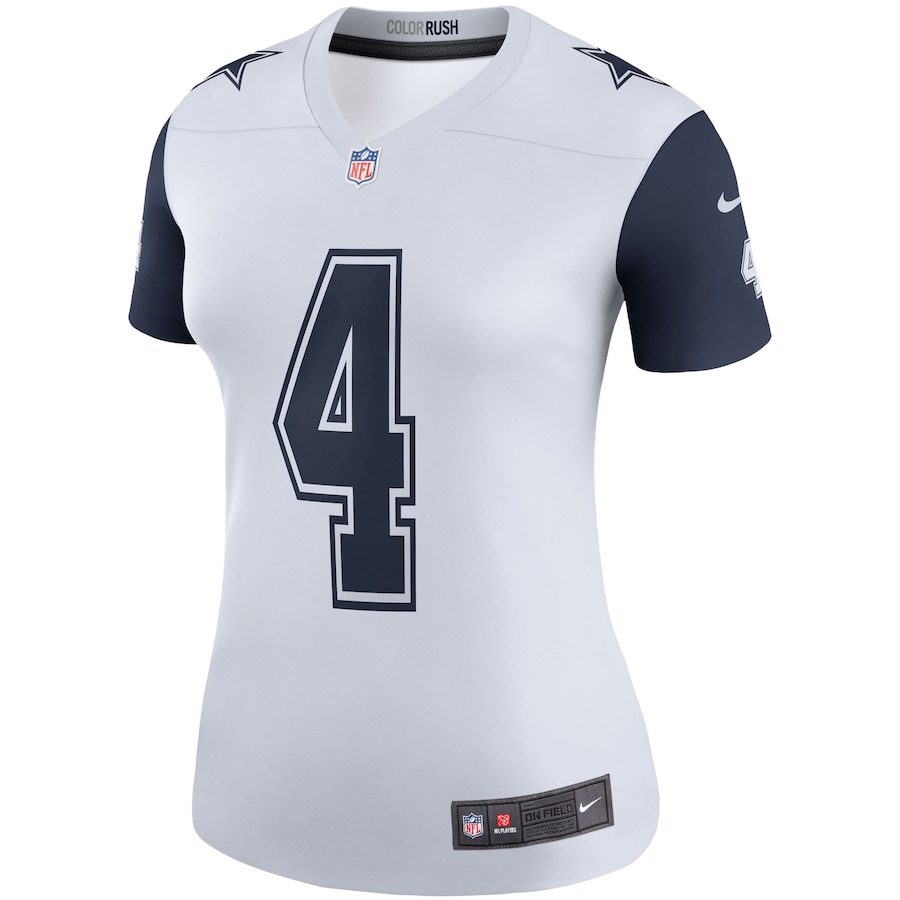 Women’s Dallas Cowboys Dak Prescott Nike White Color Rush Legend Player Jersey