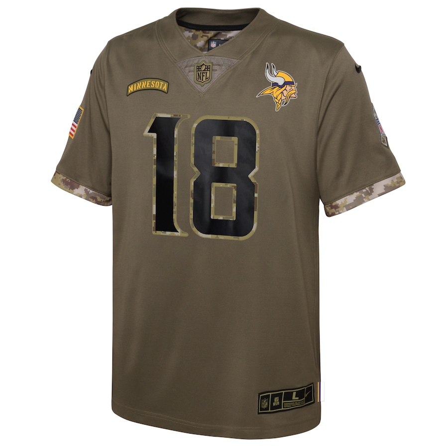 Youth Minnesota Vikings Justin Jefferson Nike Olive 2022 Salute To Service Player Limited Jersey