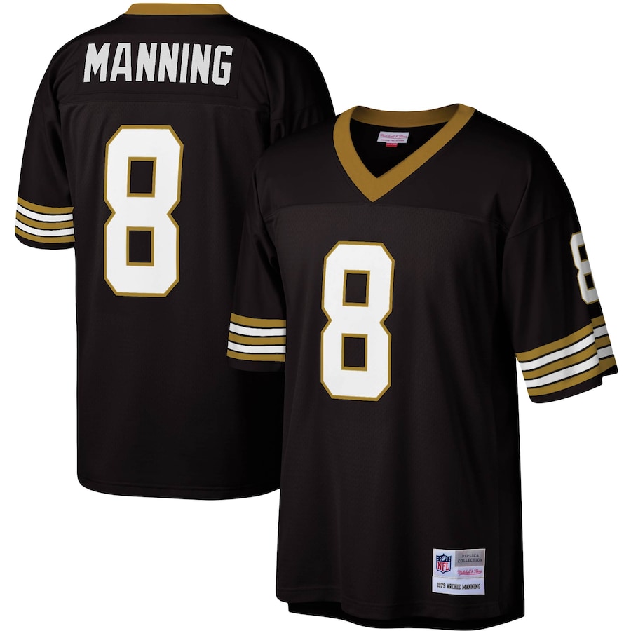Men’s New Orleans Saints Archie Manning Mitchell & Ness Black Legacy Replica Jersey