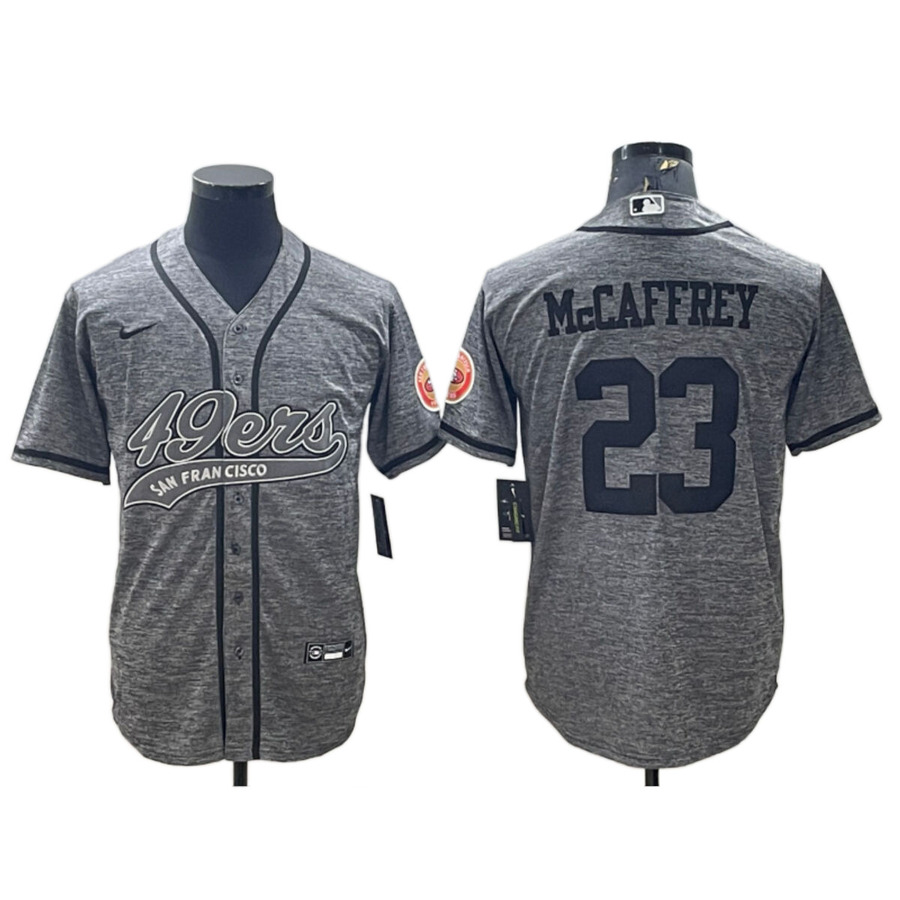 Men's San Francisco 49ers Christian McCaffrey Gray Fashion Baseball Jersey