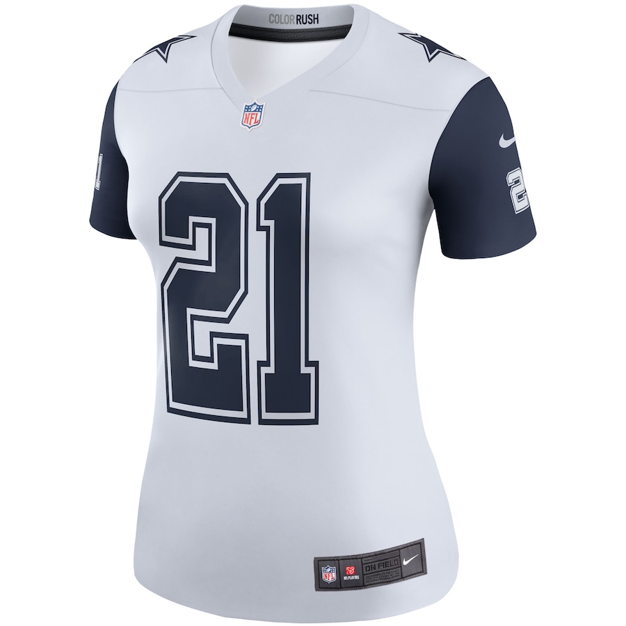 Women’s Dallas Cowboys Ezekiel Elliott Nike White Color Rush Legend Player Jersey