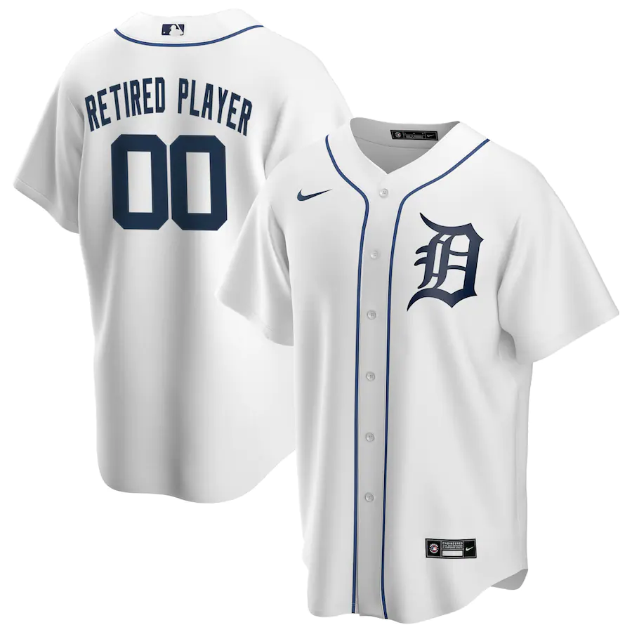 Men's Detroit Tigers White Home Pick-A-Player Retired Roster Replica Jersey