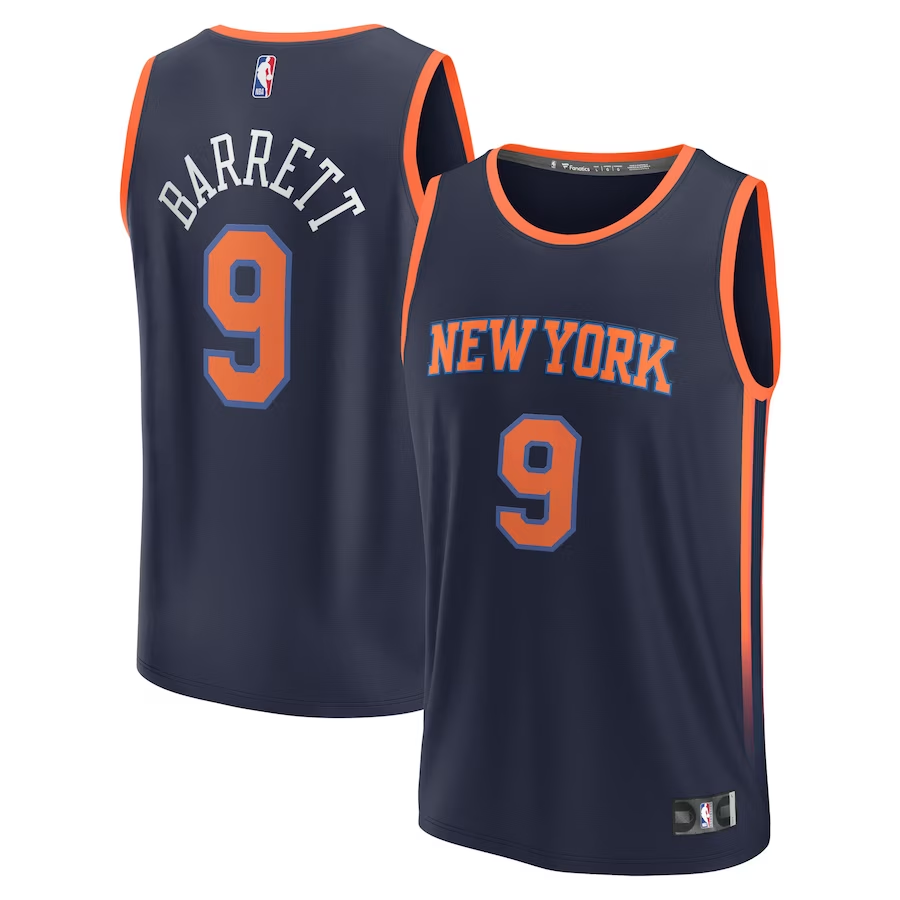 Men's New York Knicks RJ Barrett Navy Fast Break Replica Player Jersey - Statement Edition