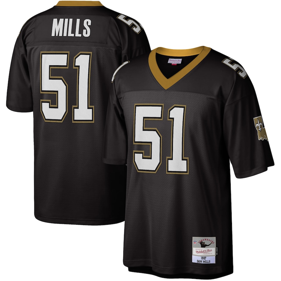 Men’s New Orleans Saints Sam Mills Mitchell & Ness Black 1987 Legacy Replica Jersey