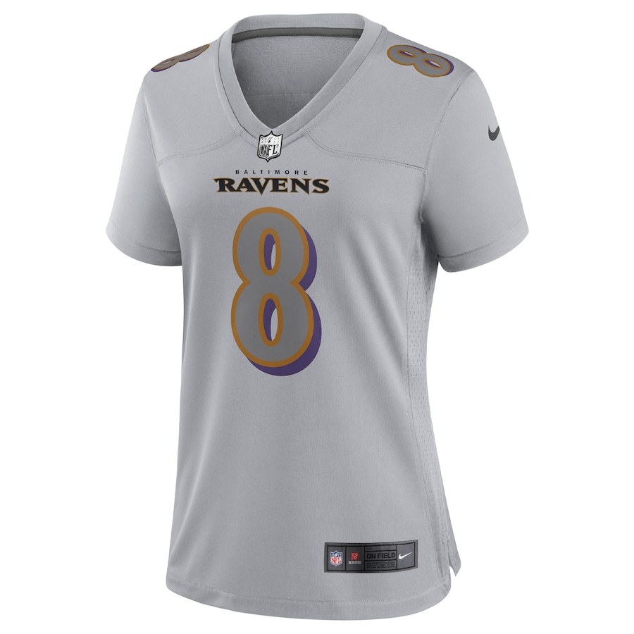 Women’s Baltimore Ravens Lamar Jackson Nike Gray Atmosphere Fashion Game Jersey