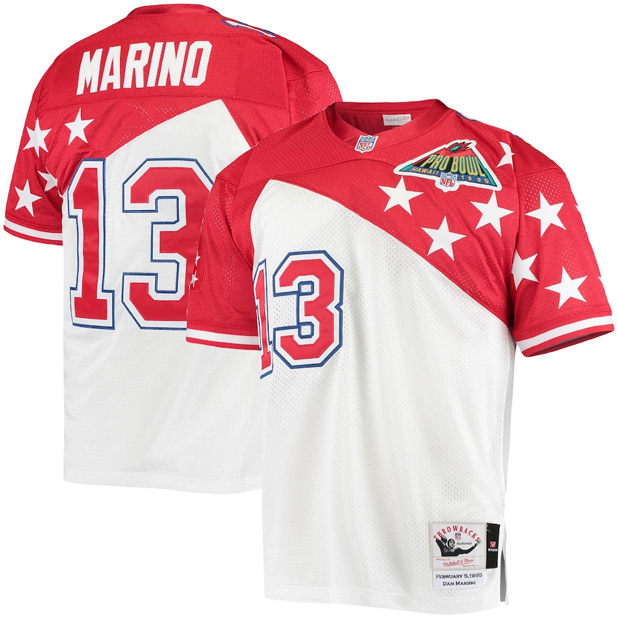 Men’s AFC Dan Marino Mitchell & Ness White/Red 1994 Pro Bowl Authentic Jersey