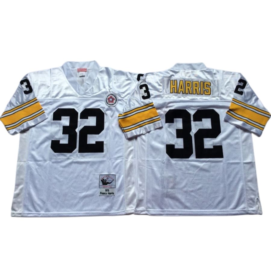Men's Pittsburgh Steelers Franco Harris Mitchell & Ness White 1975 Jersey