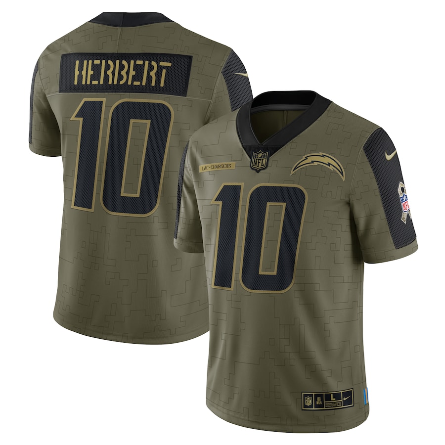 Men’s Los Angeles Chargers Justin Herbert Nike Olive 2021 Salute To Service Limited Player Jersey