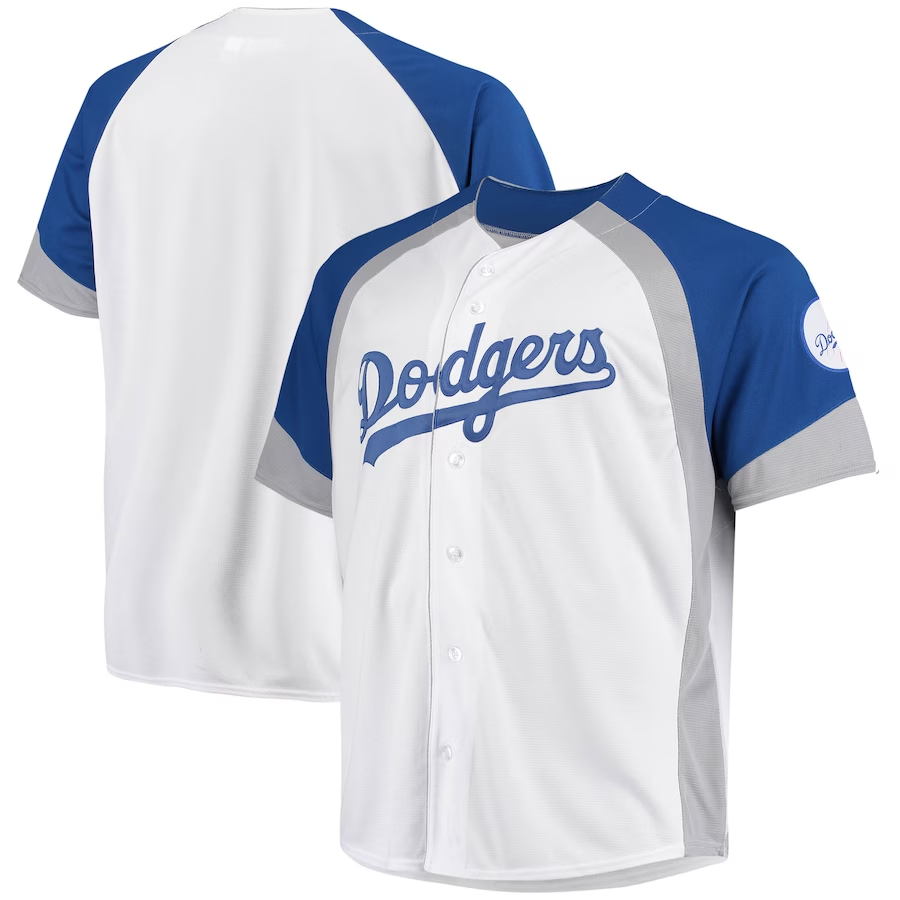 Men's Los Angeles Dodgers White/Royal Big & Tall Colorblock Full-Snap Jersey