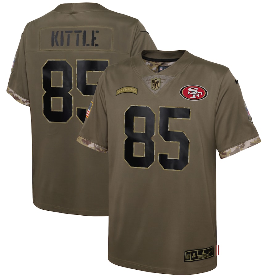 Youth San Francisco 49ers George Kittle Nike Olive 2022 Salute To Service Player Limited Jersey