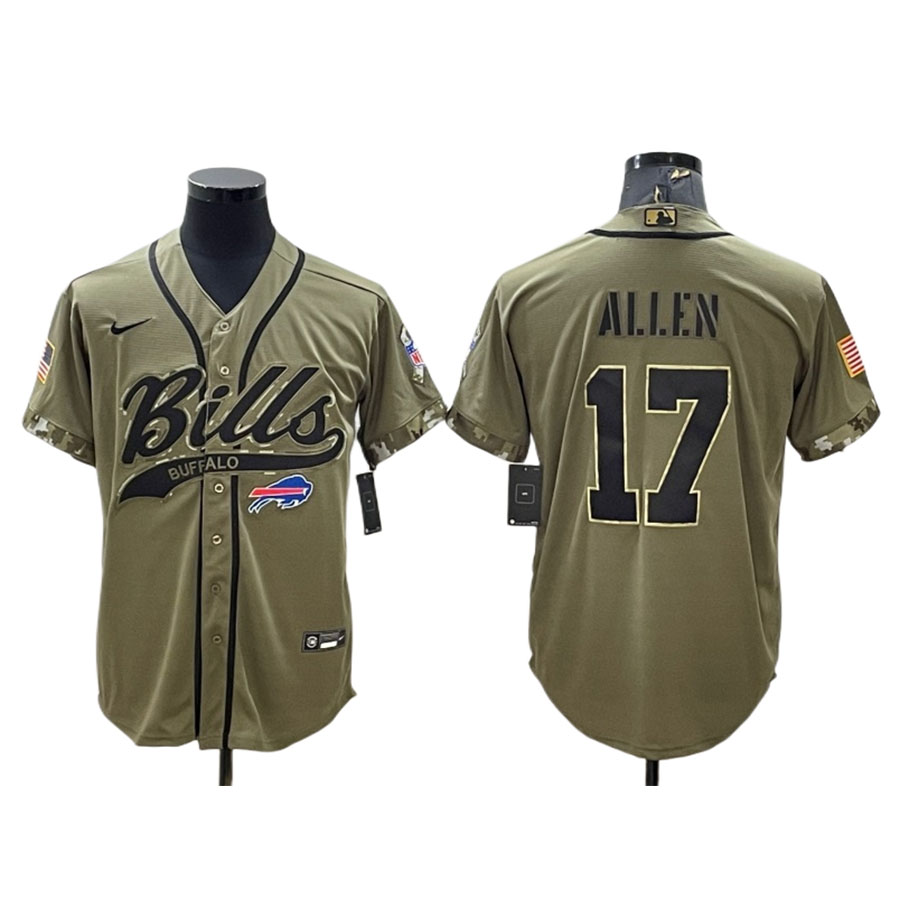 Men's Buffalo Bills Josh Allen Olive Salute to Service Baseball Jersey