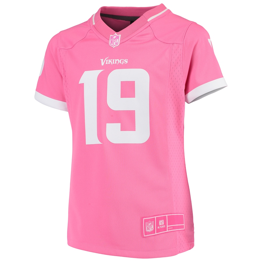 Girls Youth Adam Thielen Pink Minnesota Vikings Fashion Bubble Gum Jersey