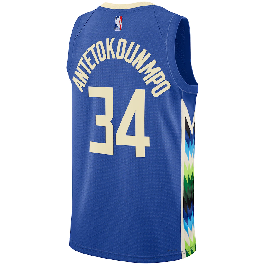 Men's Milwaukee Bucks Giannis Antetokounmpo Royal 2022-23 Swingman Jersey - City Edition